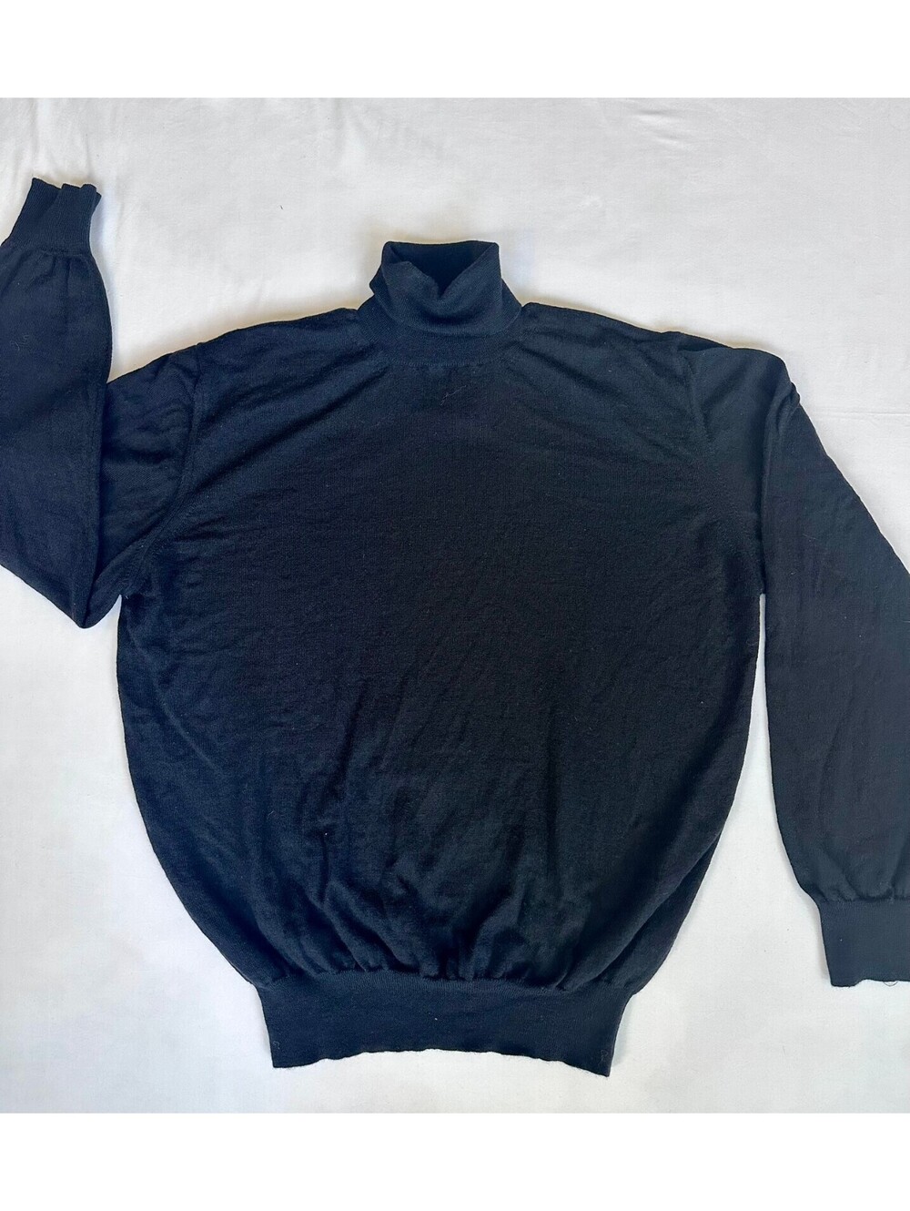 Gran Sasso for Mark Shale Medium Black Virgin Wool Turtleneck Made in Italy
